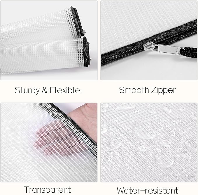 Sooez 36 Pack Mesh Zipper Pouch with Sticky Labels, A4 Mesh Bags Board Game Puzzles Organization Storage, Durable Letter Size File Folders Organizer Teacher School Classroom Office Supplies, Black