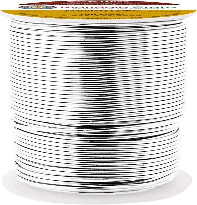 Mandala Crafts 18 Gauge Anodized Aluminum Craft Wire for Jewelry Making - 100 FT Colored Flexible Silver Tone Wire - Bendable for Bonsai Armature Crafting Sculpting