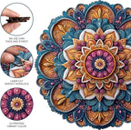 Wooden Jigsaw Puzzles - Mandala Wooden Puzzles for Adults, 500 Pcs King Size 16.7'' x 16.7'', Luxurious Shaped Wood Puzzle, Beautiful Package, Best Gift for Adults and Kids, Family Game