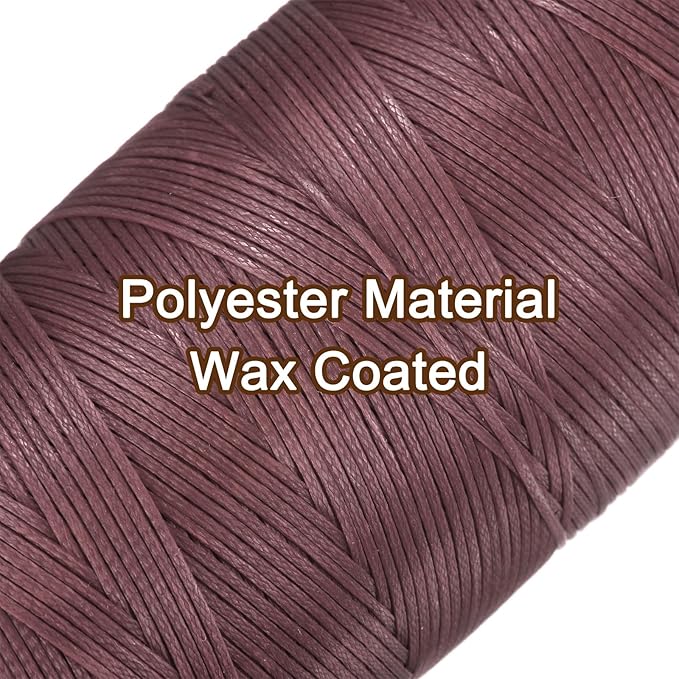 uxcell 150D 0.8mm Flat Waxed Thread 284 Yards Polyester Leather Sewing Waxed String Hand Stitching Waxed Cord for Leather Stitching Sewing Bookbinding DIY Craft Brick Red