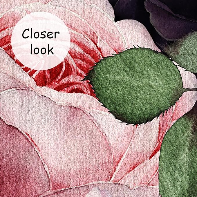 AFZEVEB-Black Watercolor Purple Peony Flower Wallpaper Wall murals for Bedroom 114"x74"(Not Peel and Stick)
