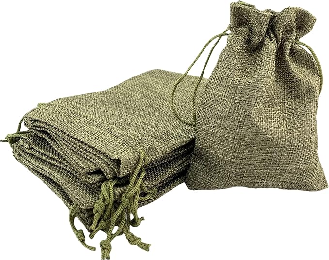 Palmhomee Pack of 25 Burlap Gift Bags with Drawstring Linen Jewelry Pouches Wedding Hessian Jute Bags for Birthday Jewelry and Treat Pouches Party Wedding Favors Gift Art and DIY Craft (4x5.6 Inch,
