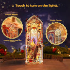 Tonecheer DIY Book Nook Kit for Adults, 3D Wooden Puzzle Music Booknook Miniature Dollhouse, Fairy Tale Bookend Bookshelf Decor with Dust Cover and LED Lights Gifts (Beast‌ and Beauty)
