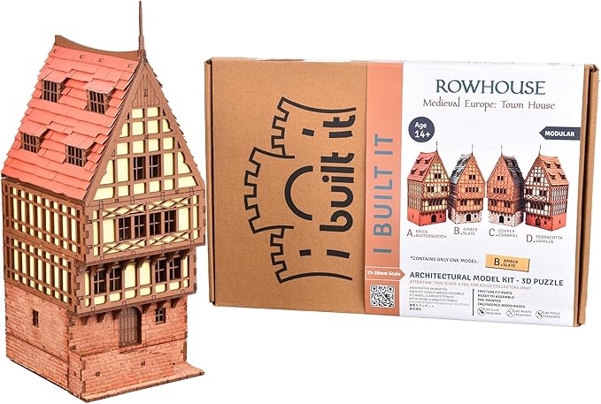 Brick Rowhouse DIY Wooden Building Kit for Teens and Adults, Suitable for Playing with Family - Realistic