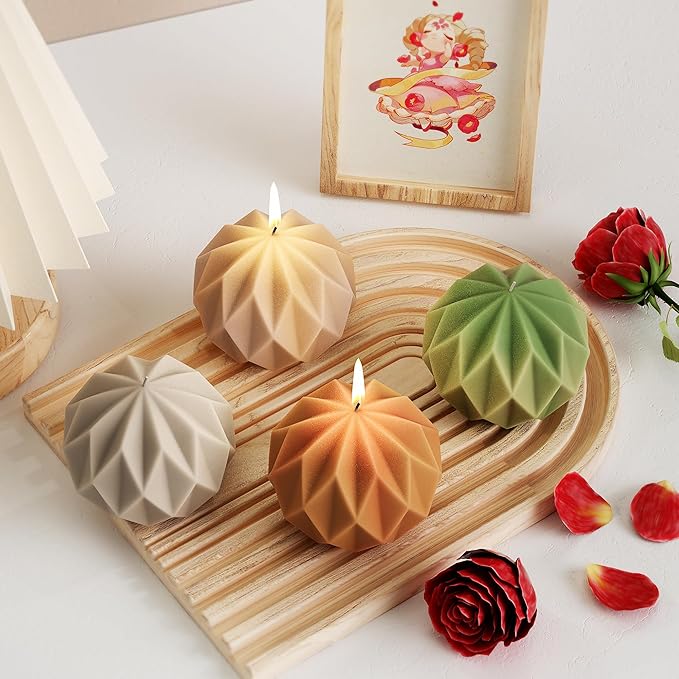 Diamond Ball Mold Ball Candle - Resin Casting Silicone Molds for Home Decor & Candle Making Wave Spiral Mold