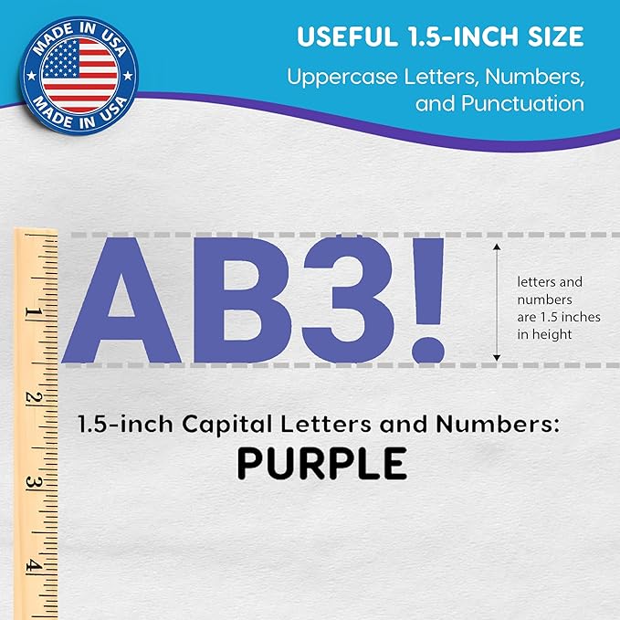 FreshCut Crafts 636 Pcs 1.5 in. Purple Bulletin Board Letters & Numbers, Capital Alphabet Letters, Numbers, Punctuation, US Made Card Stock Punch Out Letters for Posters, Bulletin Boards, Classroom