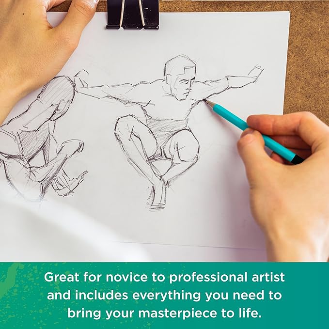 XL Drawing Set - Sketching, Graphite and Charcoal Pencils. Includes 100 Page Drawing Pad, Kneaded Eraser, Blending Stump. Art Kit and Supplies for Kids, Teens and Adults