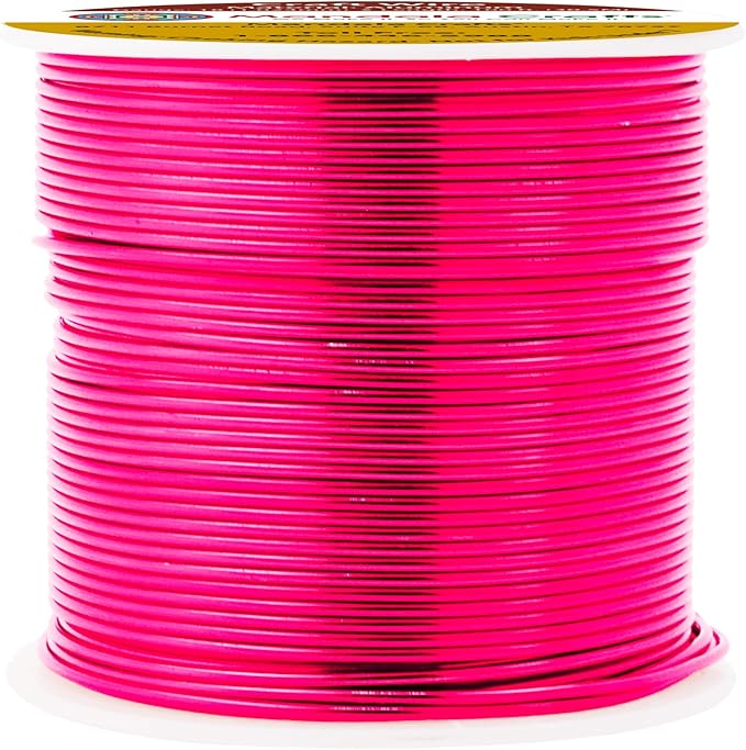 Mandala Crafts 18 Gauge Anodized Aluminum Craft Wire for Jewelry Making - 100 FT Colored Flexible Hot Pink Wire - Bendable for Bonsai Armature Crafting Sculpting