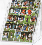 Card Display Stand set of 2, Clear 5-Tiered Shelf For Greeting Card, Stickers, Postcard, Sports Graded Card, Football Baseball Basketball Cards, Table Top Holder Display Rack For Psa Slabs (2 Pack)