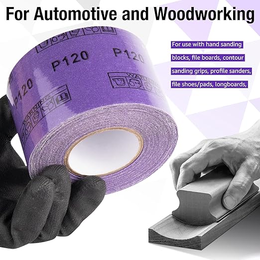 800 Grit PSA Purple Film Ceramic Sandpaper Roll, 2-3/4" Wide Continuous 20 Yard Longboard Sanding Roll Wet Dry Sanding Blocks Self Adhesive Sticky Back Sanding Sheets for Woodworking Automotive