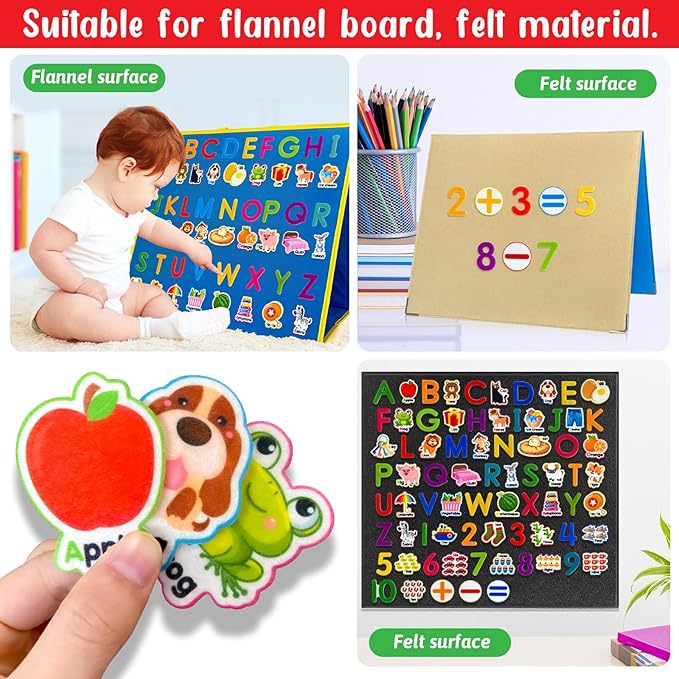 Felt Learning Letters and Numbers - 75 Felt Board Pieces for Flannel Board, Alphabet ABC for Toddlers, Kindergarten, Preschool