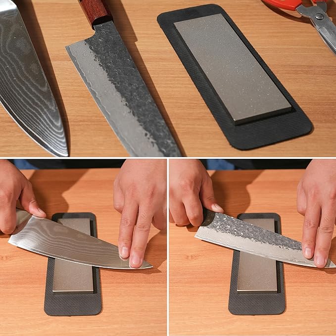 Diamond Sharpening Stone 600 Grit - Knife Sharpener Whetstone for Knives, Tools & Hunting Blades with Non-slip mat (6 x 2Inch)