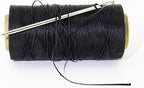 10" Upholstery Large Eye Long Needle Apply to Home or Work Hand Sewing Tapestry Embroidery with 568 Yard 150D 1mm-Width Black Leather Sewing Waxed Thread. (10 inch, 568 Yard)