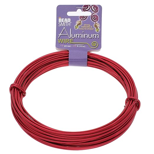 The Beadsmith 12-Gauge Anodized Aluminum Wire for Jewelry Making, Metal Wire for Wrapping (Red)