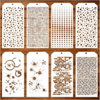 8 Pieces Stencils for Crafts Polka Dot Brick Layering Stencils Mixed Media Texture Stain Splatter Stencils for Painting on Card Making Canvas DIY Crafts Furniture Paper (8 Texture)