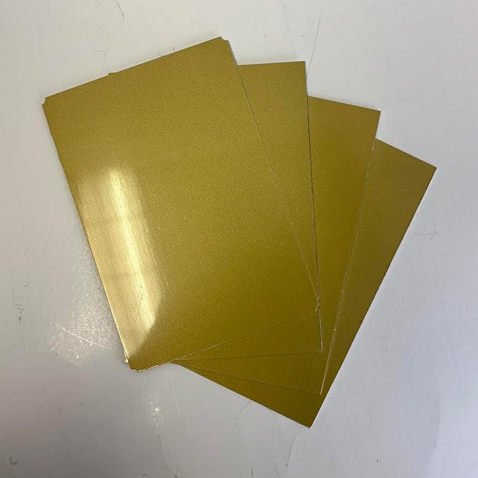 Blank Metal Plates for Laser Engraving - 4 Pack | Aluminum Sheets 0.020" Thick | CO2, Diode, Fiber Laser Compatible | Multiple Sizes & Colors (Gold (engraves black), 1x8.25 inch)