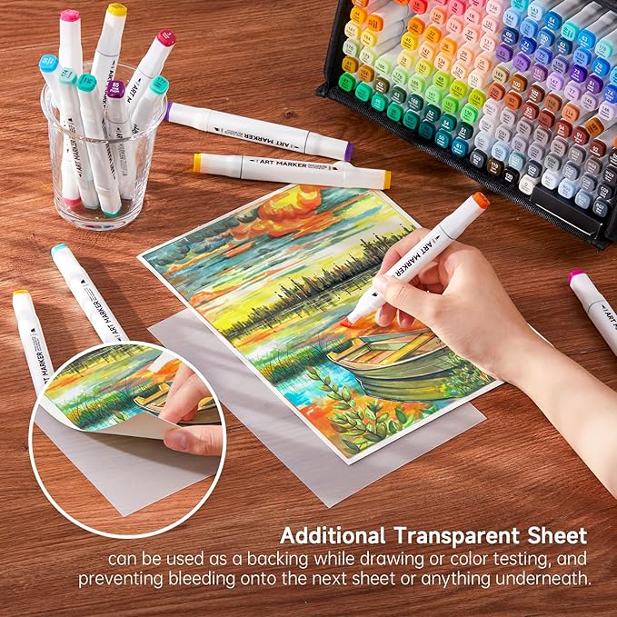 Shuttle Art 172 Colors Dual Tip Alcohol Based Art Markers,171 Colors plus 1 Blender Permanent Marker 1 Marker Pad with Case Perfect for Kids Adult Coloring Books Sketching and Card Making