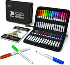 Shuttle Art Permanent Markers, 30 Assorted Colors Ultra Fine Point Permanent Marker Packed in Travel Case, Ideal Colored Markers Set for Adults Coloring Doodling on Plastic, Glass, Gift for Teens
