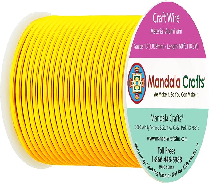 Mandala Crafts 13 Gauge Anodized Aluminum Craft Wire for Jewelry Making - 60 FT Colored Flexible Light Gold Tone Wire - Bendable for Bonsai Armature Crafting Sculpting