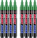 Green Paint Pens Paint Markers - 8 Pack Permanent Quick Dry Waterproof Marker Pens for Rocks Wood Fabric Plastic Canvas Glass Mugs Metal Tire Stone