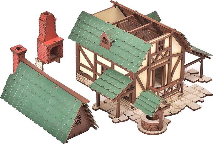 Green Gables P - 3D Wooden Puzzle - DIY 28mm Scale Model Building Kit for Adults - Creative Gift - Tabletop Miniature Terrain Kit - Realistic (Green Gables 14/4.8)
