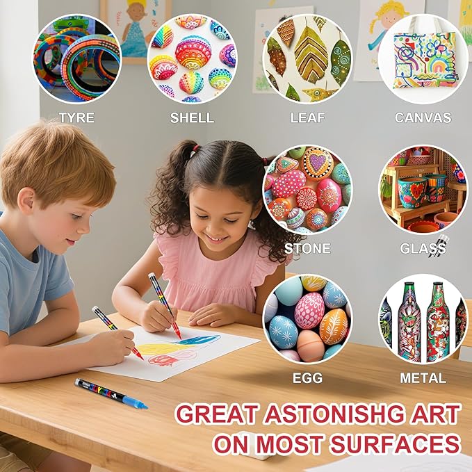288 Colors Acrylic Paint Markers Soft Brush Tip, Water-Based Paint Pens with Automatic Ink Control System, Odorless, Waterproof, Quick-Dry, Lightfast, for Rock Painting, Canvas, Wood, Egg & DIY Crafts