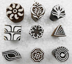 Wholesale Lot of 9 Wooden Block Stamps for Textile Printing/Homedecor/Henna Tattoo/Crafts Printing Pattern for Saree/Scrapbooking