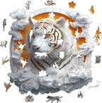 Wooden Puzzles Adults, 3D Paper Tiger Wooden Puzzles 200 Pieces, Unique Animal Shaped Wood Challenging Jigsaw Puzzles Gifts for Adults, 11.4x11.4in
