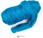 Kondoos Colored Natural Wool roving, 1 lb. Best Wool for Needle Felting, Wet Felting, handcrafts and Spinning.Wool Felting Yarn Supplies (Turquoise, 1 lb)