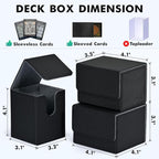 ZLCA Card Deck Box for Trading Cards, MTG YuGiOh Deck Case Holds 100+ Single Sleeved Cards, PU Leather Magnetic Card Storage Box Fits for TCG CCG Magic Game Cards (Black& Green)