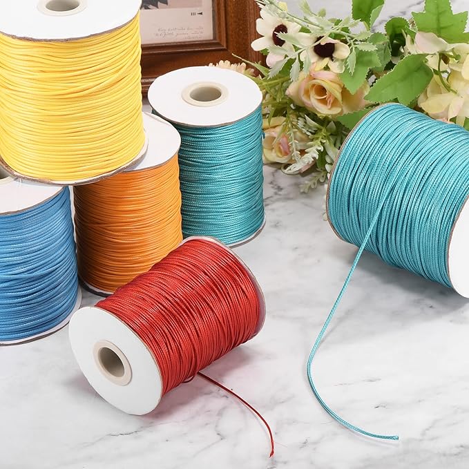 MECCANIXITY Waxed Cord 0.8mm Waxed Polyester Cord 175 Yard Wax String for Bracelet Making,Necklaces, Beading,Jewelry Making and DIY Crafts(Sky Blue)