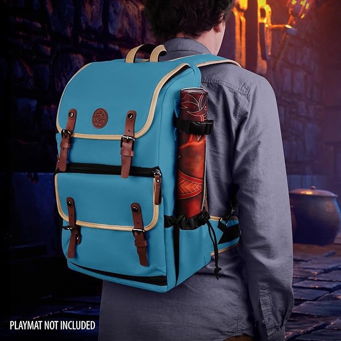 ENHANCE Designer Edition TCG Backpack - MTG Deck Bag Card Binder Space, TCG Deck Box Storage, MTG Playmat Holder - Card Storage Compatible with Magic the Gathering, Pokemon, Lorcana (Canvas Blue)