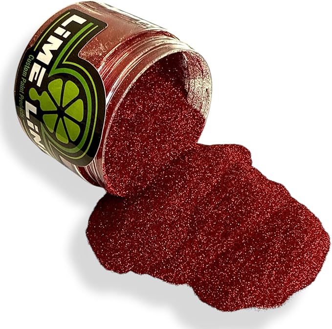 LiME LiNE Sprayable Metal Flake Paint Additive: Solvent Resistant Glitter for Automotive Custom Painting (Red)