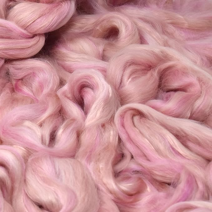 Merino Silk Luxe Tonal Designer Blend. Superfine Merino, Mulberry Silk, Tussah Silk. Top Roving for Spinning or Felting. Tender Heart 4oz