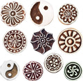 Royal Kraft Round Wooden Printing Stamps (Set of 10) - DIY Henna Fabric Textile Paper Clay Pottery Blocks Htag2164