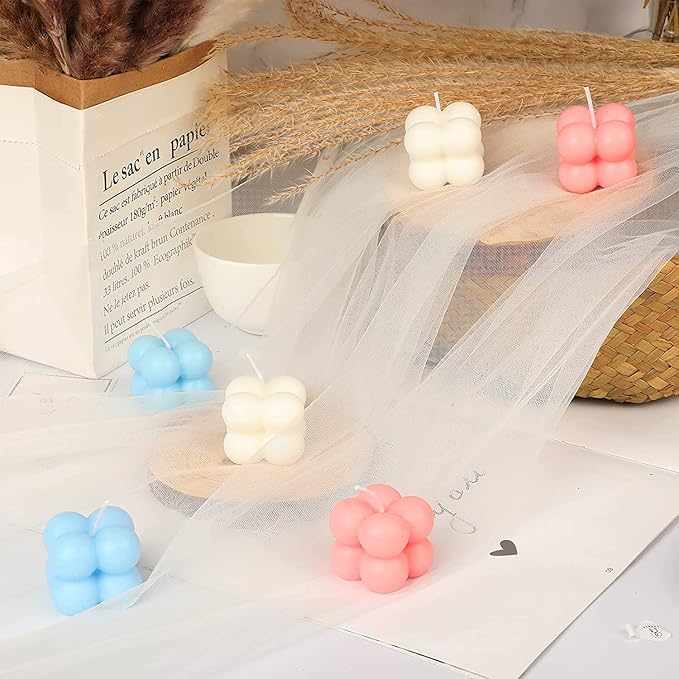 Konrisa 3D Bubble Candle Molds, 15 Cavity Cube Silicone Molds for Candles Making Soy Wax, Bubble Cake Molds for Baking Chocolate Dessert Cheesecake Mousse Cake Jelly Pudding