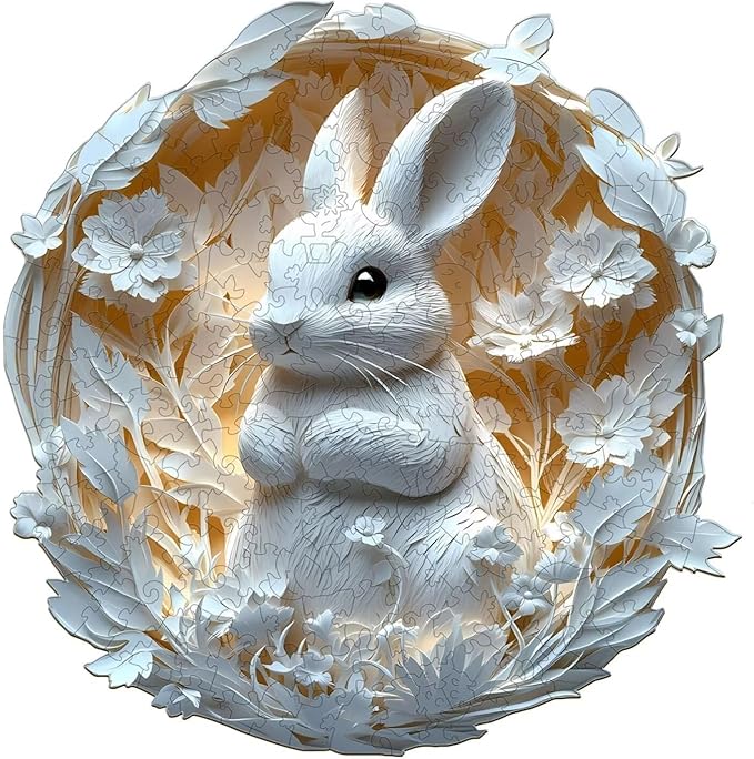 Wooden Puzzles Adults, 3D Paper Rabbit Wooden Puzzles 200 Pieces, Unique Animal Shaped Wood Challenging Jigsaw Puzzles Gifts for Adults, 11.4x11.1in