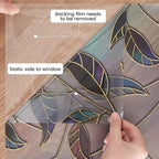 DKTIE Static Cling Decorative Window Film Vinyl Non Adhesive Privacy Film, Multilayer UV Inkjet Technology, 3D Thickened Stained Film (S166, 35.4'' x 118.1'')