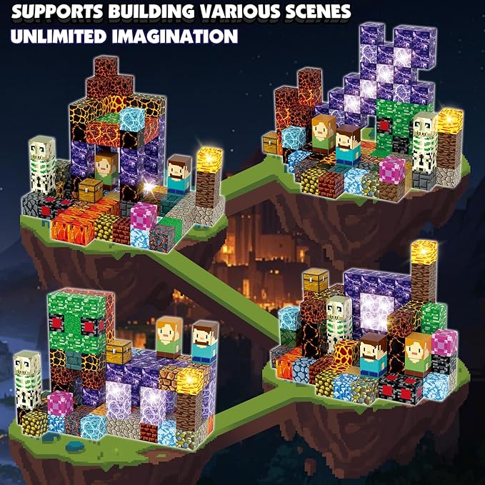 Magnetic Blocks Building Toys Set, Magnetic Building Blocks STEM Construction Toys, 3D Sword Light Up Magnet Cubes Montessori Sensory Stacking Toy for Toddlers Age 3 4 5 6 7 8