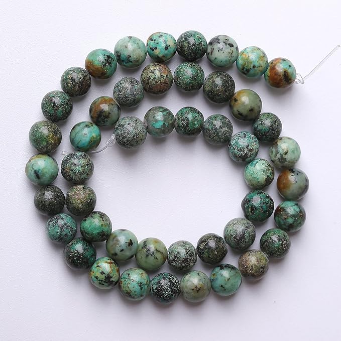 12mm 32pcs Natural African Turquoise Stone Beads for Jewelry Making Round Loose Gemstone Beads DIY Bracelet Necklace Earrings