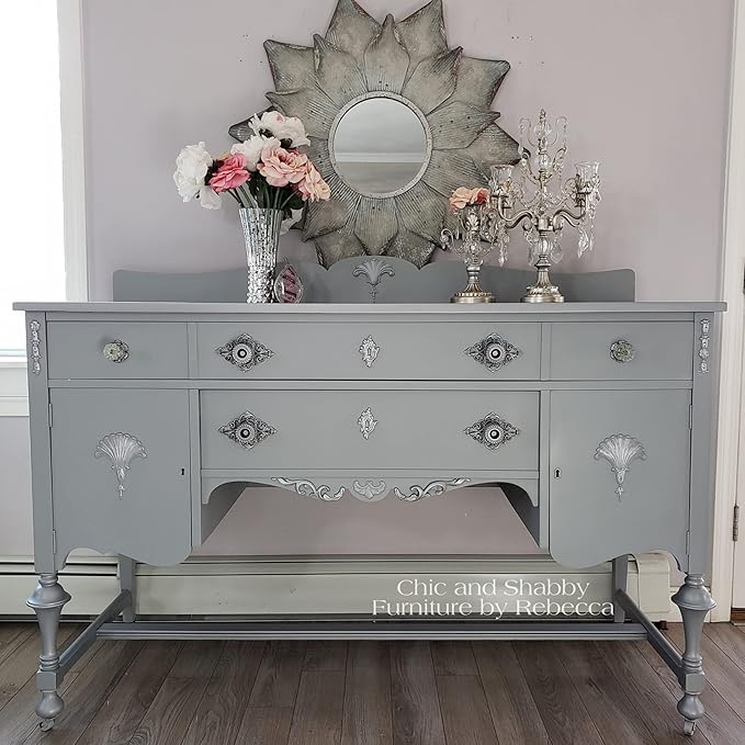 Dixie Belle Paint Company Chalk Finish Furniture Paint - Manatee Gray (4oz) - Matte Light Gray Chic Chalk Mineral DIY Furniture Paint