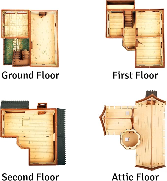 The Tavern - Medieval House (Crooked Elbow) DIY Wooden House Building Kit -715PCS; 12hrs Assembly time; Age Group 18+ - Realistic