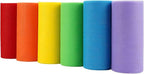 MEEDEE Rainbow Tulle Ribbon 6 Colors Roll Tulle Fabric Rainbow Spool Ribbon for Tutus Wedding Decorations Party Decorations Gift Wrapping Skirt Dress (6 inch by 25 Yards/Roll)