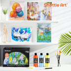 Shuttle Art Acrylic Paint, 24 Colors Acrylic Paint Bottle Set, 250ml/8.45oz Each, Rich Pigments, High Viscosity, Bulk for Artists, Beginners and Kids Painting on Rocks Crafts Canvas Wood