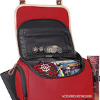 ENHANCE Designer Edition TCG Backpack - MTG Deck Bag Card Binder Space, TCG Deck Box Storage, MTG Playmat Holder - Card Storage Compatible with Magic the Gathering, Pokemon, Lorcana (Canvas Red)
