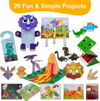 Craftikit® 20 Award-Winning Dinosaur Crafts for Kids - Award-Winning All-Inclusive Fun Dinosaur Crafts for Kids Ages 3-5, Organized Toddler Craft Kit