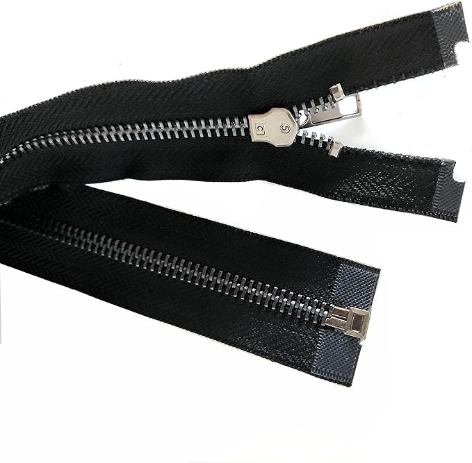 Leekayer 2PCS #5 27 Inch Zipper Black Nickel Teeth Zipper Black Metal Zipper Open End Zipper for Repair Coat Jacket
