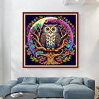 Dimensean Stamped Cross Stitch Kits Full Range of Embroidery Patterns Starter Kits for Beginners Adult or Kids DIY Cross Stitches Needlepoint Kits 11CT-Colorful Owl 17.7x17.7 inch