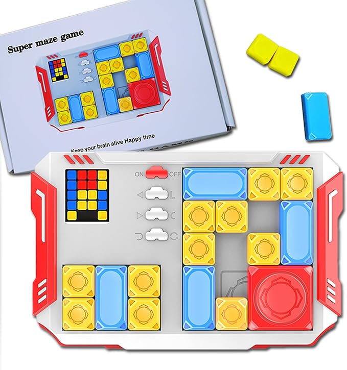 Super Slide Puzzle: Over 500 High-Level IQ Challenges, Exciting Educational Brain Teaser for Kids & Teens, Quality-Made, Great Travel & Gift Option (White/Red)