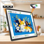 TOHETO Rechargeable Magnetic A2 Light Board 25.2''x18.4'', Large Diamond Painting Light Pad with Side Buttons, 3 Light Colors Light Box for Tracing and Drawing, Dimming LED Light Table for Sketching